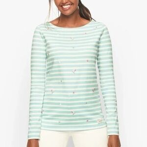Talbots Embroidered Ice Skating Top Blue‎ Cream Striped XL Petite